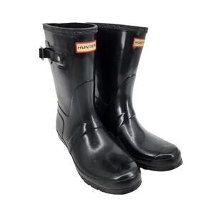 Hunter Women's Black ‘Original Short’ Gloss Winter Fall Spring Rain Boots Size 9